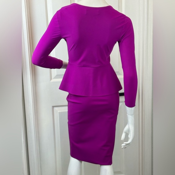 CHIARA BONI LA PETITE ROBE Size 38 Square-Neck 3/4-Sleeve Peplum Dress #0000 - Picture 6 of 16